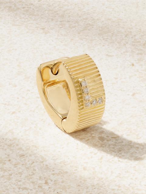 FOUNDRAE Initial 18-karat Gold Diamond Single Hoop Earring