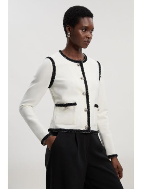 KAREN MILLEN Figure Form Bandage Trim Detail Knit Jacket
