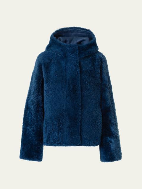 AKRIS Gracie Lamb Shearling Hooded Jacket