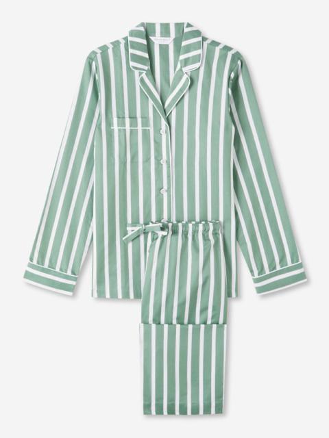 Derek Rose Women's Pyjamas Royal 219 Cotton Satin Green