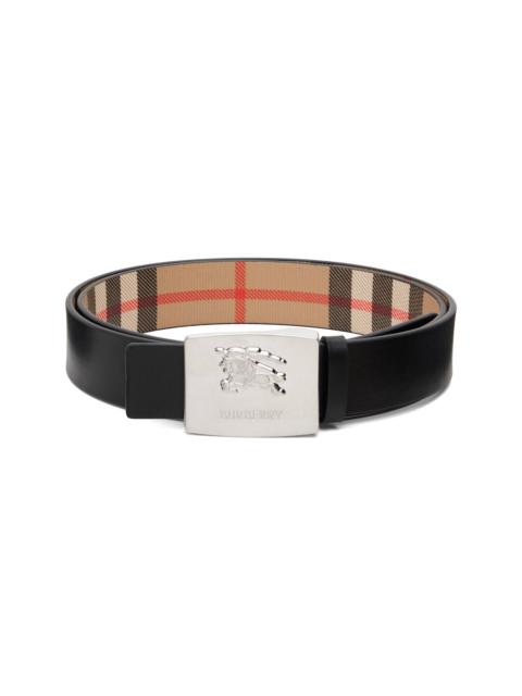 Burberry Black & Beige Square Knight Reversible Belt