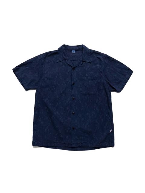 Pure Blue Japan Organic Cotton Jacquard SS Open Collar Shirt - Paisley