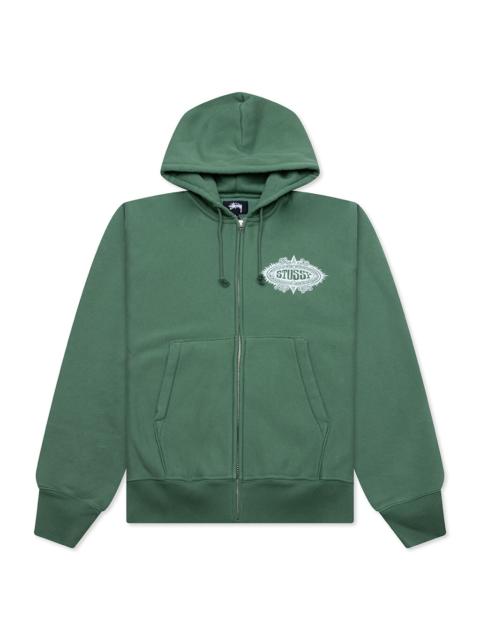 Stüssy MANTRA ZIP HOODIE - GREEN