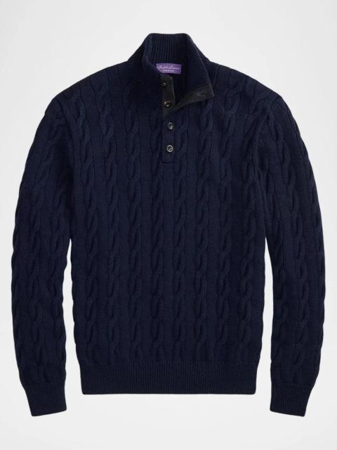 Ralph Lauren Men's Cable-Knit Cashmere Mockneck Sweater