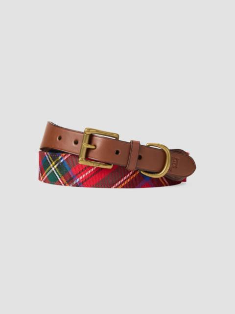 Polo Ralph Lauren Men's Leather-Trim Tartan Wool Belt - Red Tartan