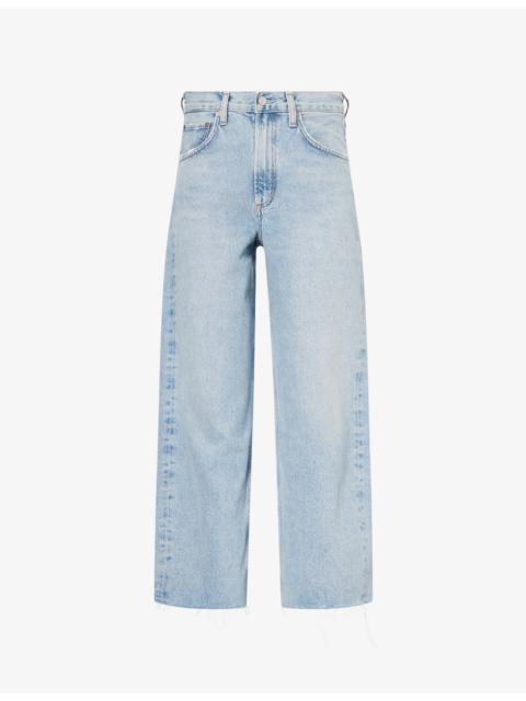 AGOLDE Low Curve Fray Barrel-Leg Denim Jeans