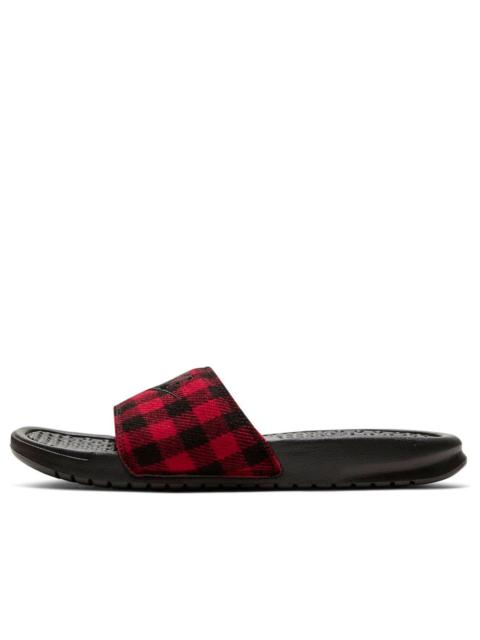 Nike (WMNS) Nike Benassi Jdi SE Plaid Splicing Red Black Slippers 'Red Black' CK0626-001