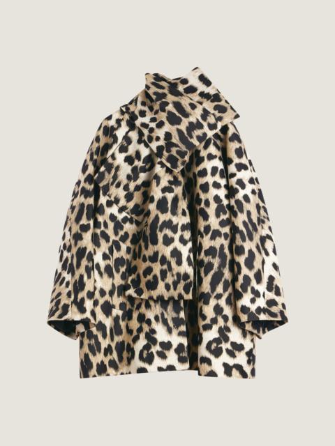 Givenchy COCOON COAT IN LEOPARD JACQUARD WITH SCARF