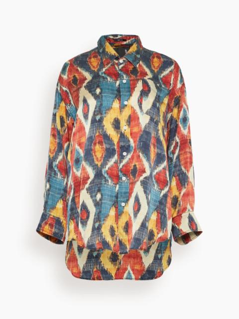 R13 Drop Neck Shirt in Red Multicolor