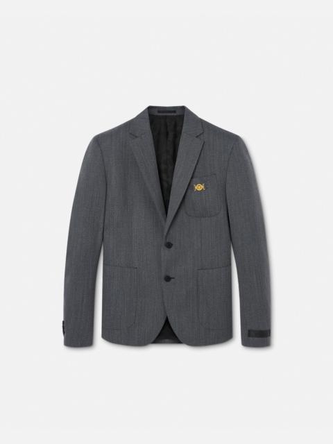 VERSACE Mouliné Wool Single-Breasted Blazer
