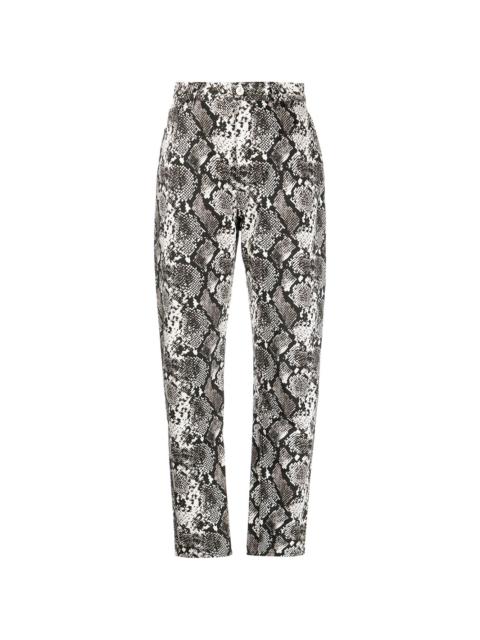 tapered snakeskin-effect trousers