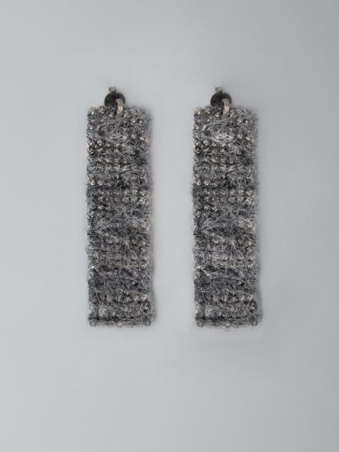 Brunello Cucinelli Precious Stripes earrings in Sterling Silver and mohair