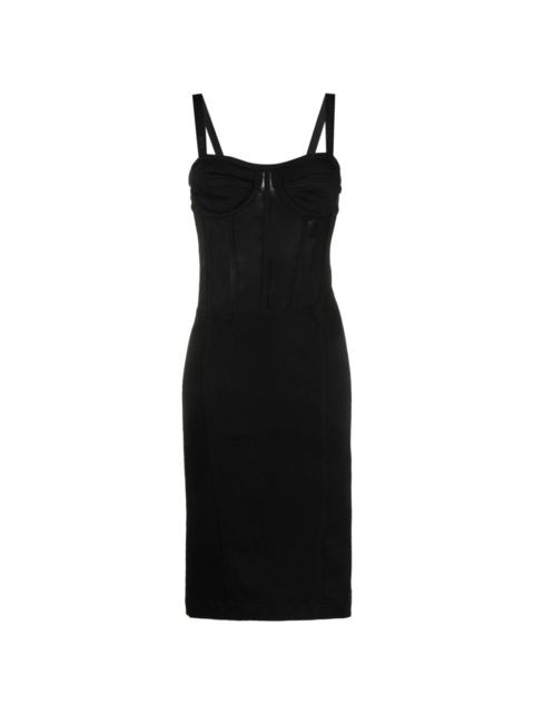 logo-strap bustier midi dress