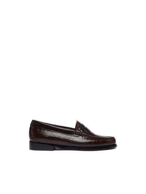 G.H.BASS Weejuns crocodile-embossed leather loafers