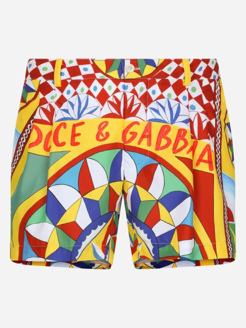 Dolce & Gabbana Short swim trunks with Carretto print