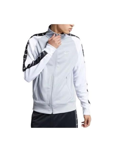 Nike 남자 나이키 로고 대 고리 재킷 백색 AR3140-012