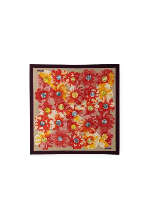 Moschino floral-print button-motif scarf
