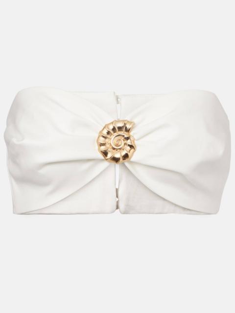 ADRIANA DEGREAS Embellished cotton-blend bandeau top