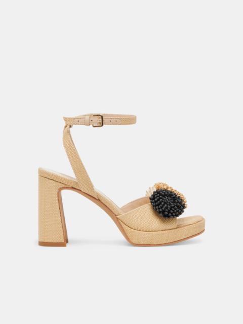 dolce vita OLIVEA HEELS BLACK NATURAL RAFFIA