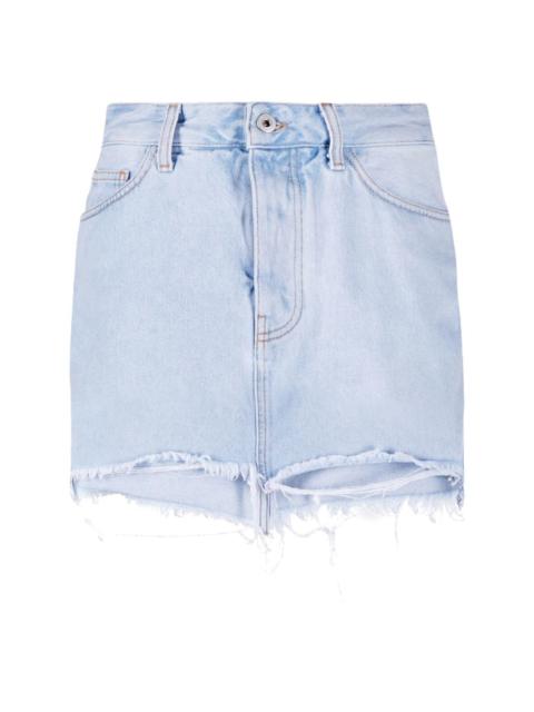 distressed denim miniskirt