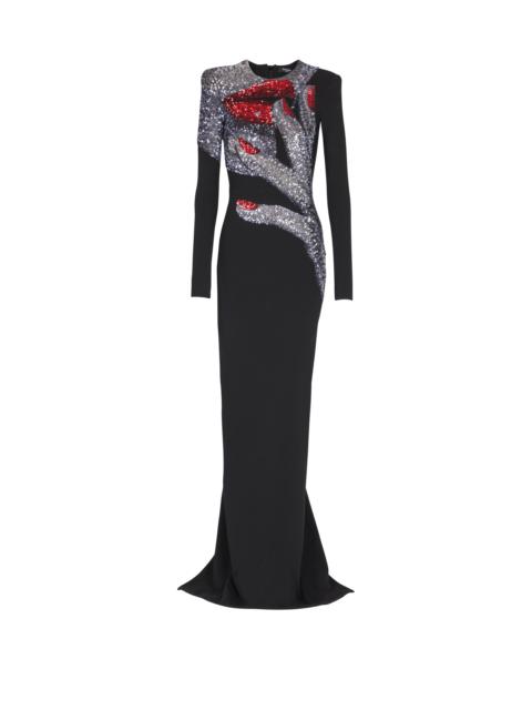 Balmain Long embroidered dress with Face motif