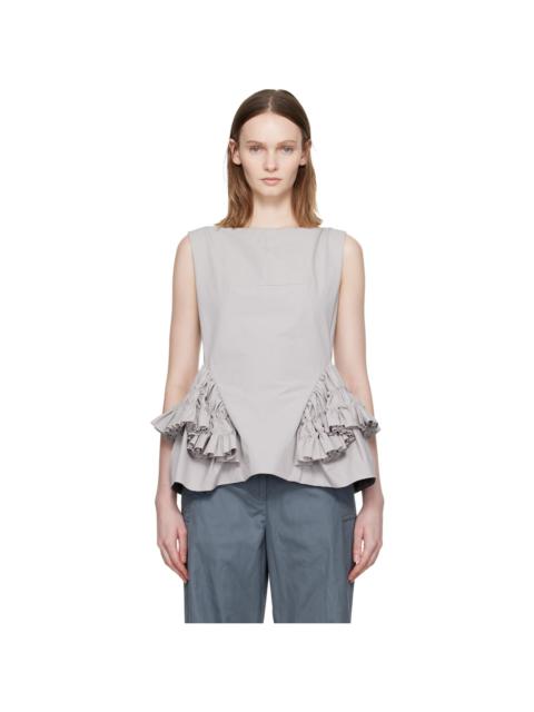 Dries Van Noten Gray Ruffled Top