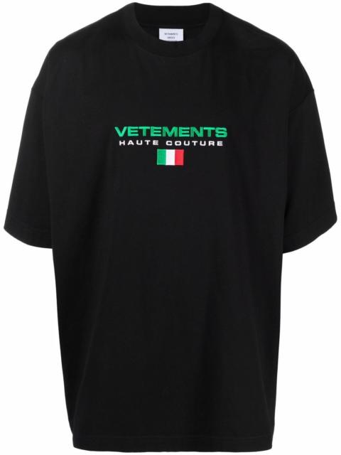 VETEMENTS embroidered flag logo cotton T-shirt