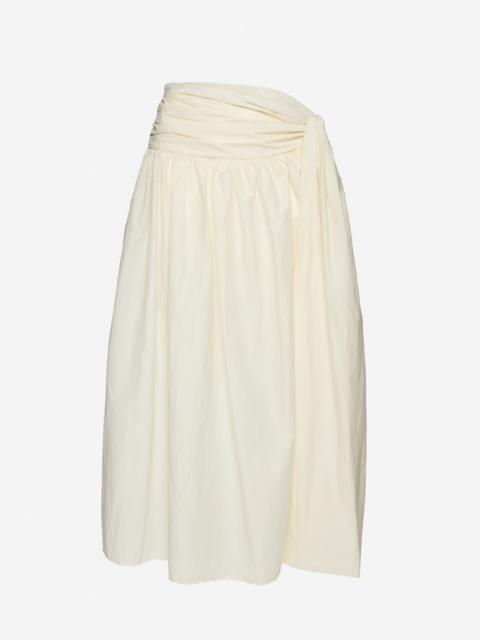 MAGDA BUTRYM Wrap-tie midi skirt with gathered hem in cream