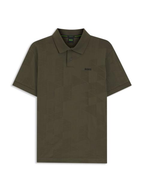 BOSS REGULAR-FIT COTTON KNIT POLO WITH 3D JACQUARD DESIGN