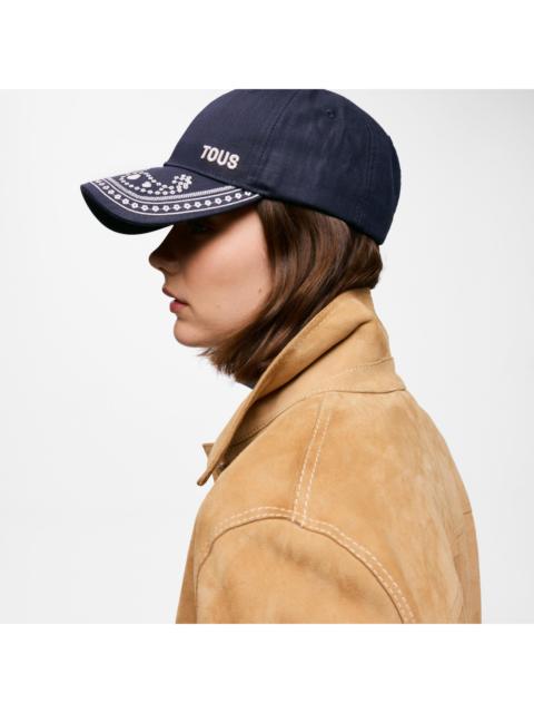 TOUS Navy blue embroidered Cap TOUS Motifs Paisley