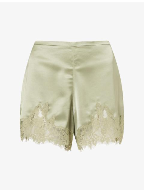 Reformation Fern Lace-Trim Satin Shorts