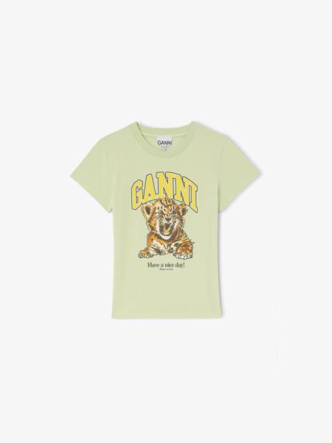 GANNI BABY FIT T-SHIRT WITH TIGER