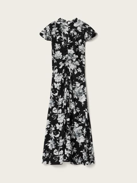ALLSAINTS LOLITA SHORT SLEEVE FLORAL MIDI DRESS