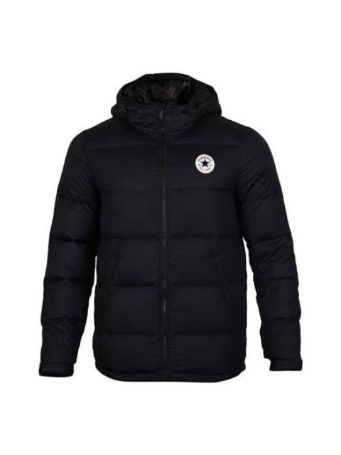 Converse Short Hooded Sports Down Warm Jacket 'Black' 10004603-A02