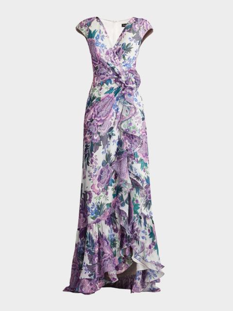 TADASHI SHOJI Floral-Print Ruffle Gown