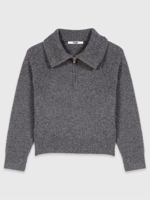 maje Zip-neck yak sweater