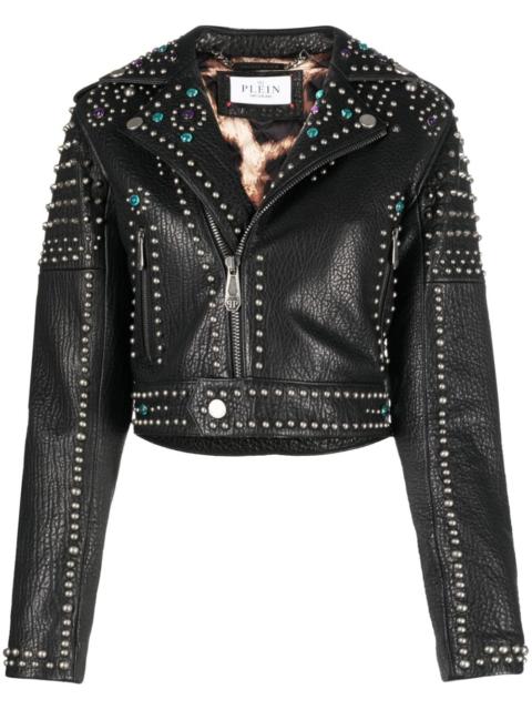 PHILIPP PLEIN studded leather biker jacket