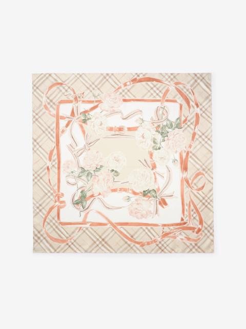 Burberry Rose Check Silk Scarf