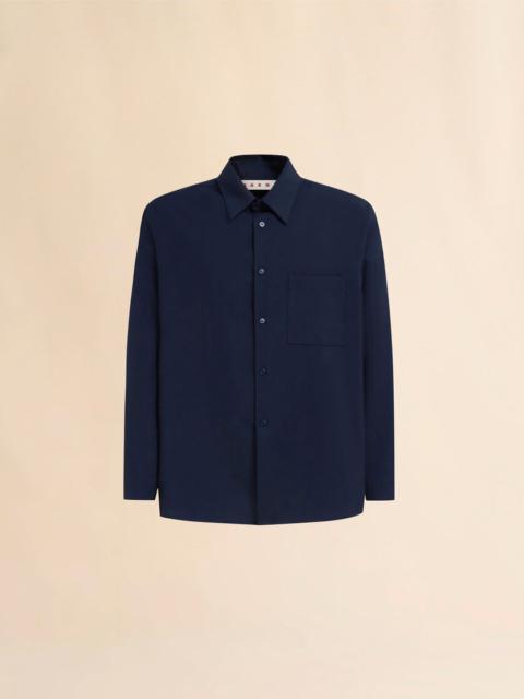 Marni DEEP BLUE TROPICAL WOOL LONG-SLEEVED SHIRT