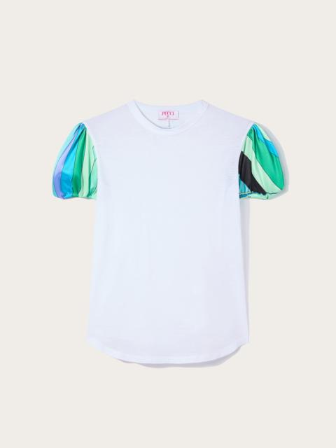 PUCCI T-SHIRT WITH PRINTED PUFF SLEEVES