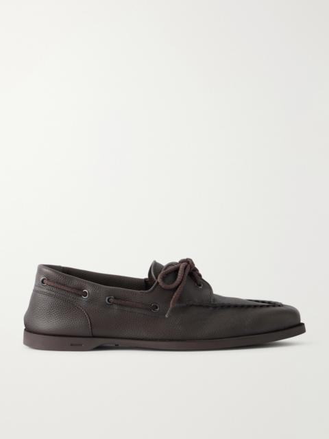 John Lobb Foil Full-Grain Leather Boat Shoes
