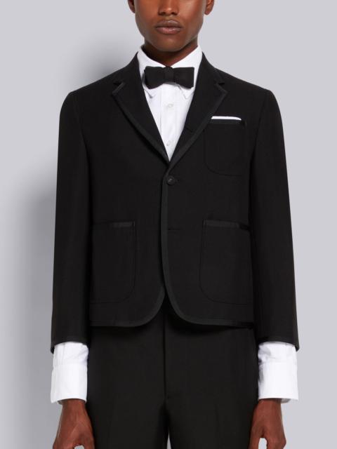 Thom Browne Black 3-Ply Wool Mohair Tipping Shrunken Patch Pocket Overcoat