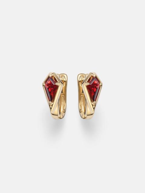 STONE AND STRAND Kite 14kt gold huggie earrings with garnet
