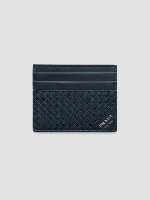 Prada Men's Leather Card Holder - Dark Blue