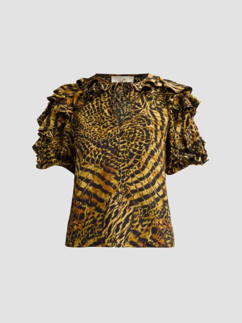 ULLA JOHNSON Women's Josephine Animal-Print Silk Top - Wren