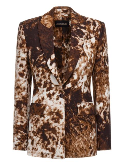 Roberto Cavalli cow-print single-breasted blazer