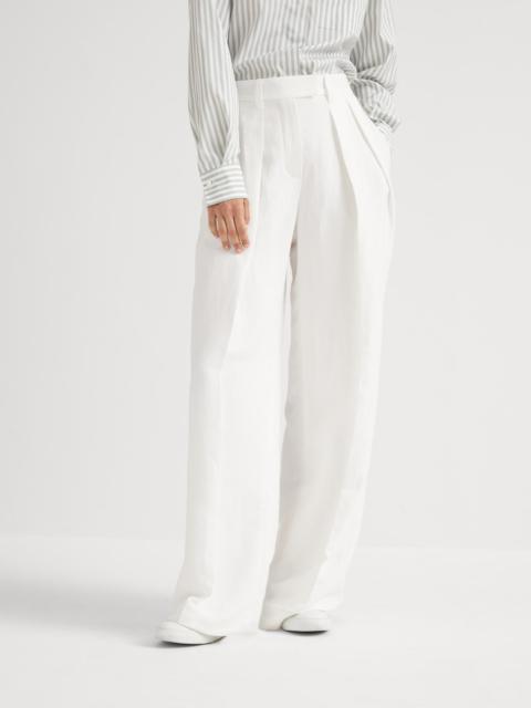 Viscose and linen fluid twill sartorial wide trousers