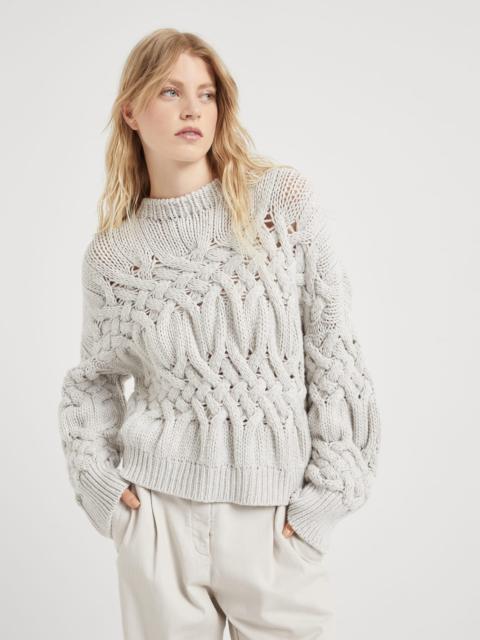 Brunello Cucinelli Twisted cables sweater in cashmere feather yarn