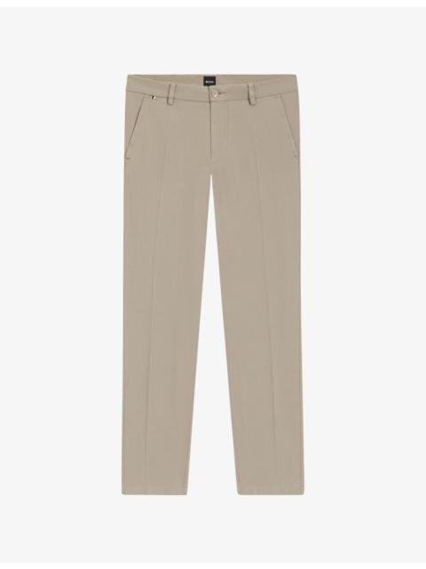 BOSS Slim-Fit Straight-Leg Stretch-Cotton Trousers