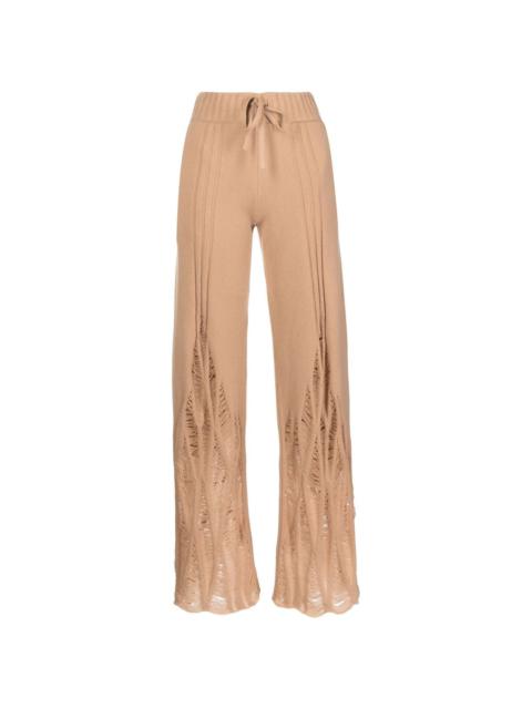 distressed high-waist cashmere trousers